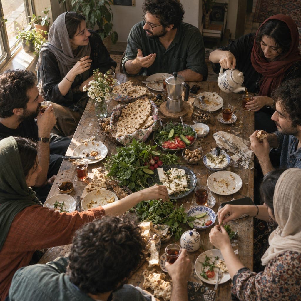 میز صبحانهی جمعه با هشت نفر